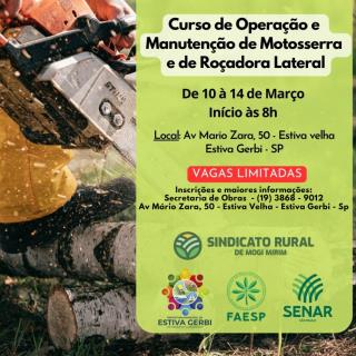 INSCRIÇÕES PARA CURSO DE OPERAÇÃO  E MANUTENÇÃO DE MOTOSERRA E  DE ROÇADORA LATERAL.