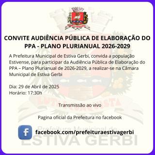 Convite para Audiência Pública para Elaboração do PPA 2026 -2029