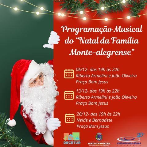Programação musical do Natal da Família Monte Alegrense