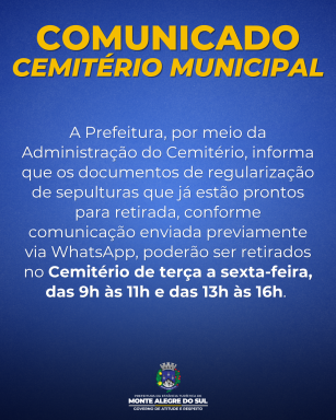 Comunicado- Cemitério Municipal