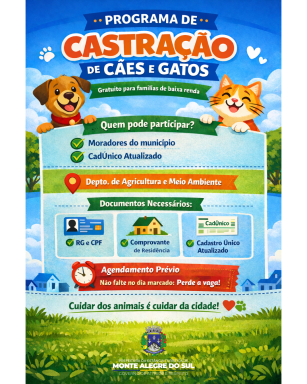 Prefeitura abre inscrições para Programa de Castração de Cães e Gatos