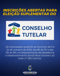 CMDCA abre inscrições para escolha suplementar de membros do Conselho Tutelar em Monte Alegre do Sul