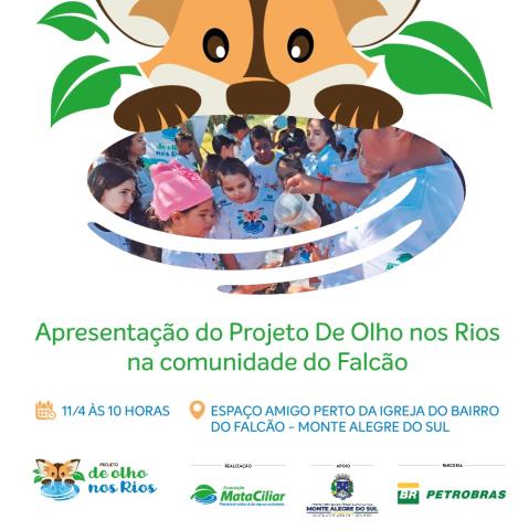 Projeto De Olho nos Rios será apresentado à comunidade do Bairro do Falcão