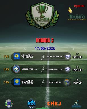 3ª rodada da Copa Monte-alegrense 2026 acontece no próximo domingo (17/05) com jogos das categorias de base