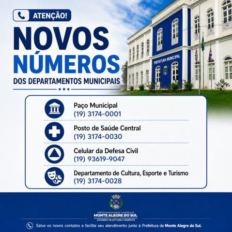 Prefeitura divulga novos números de contato dos departamentos municipais
