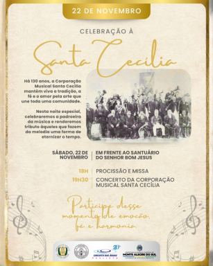 Celebração à Santa Cecília reúne fé e música em Monte Alegre do Sul