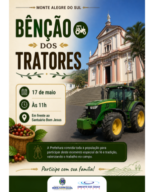 Monte Alegre do Sul realiza Benção dos Tratores no dia 17 de maio