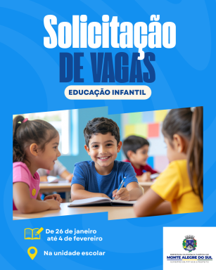 Período para solicitação de vagas na Educação Infantil Municipal terá início em 26 de janeiro