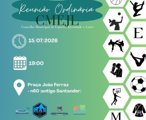 Conselho Municipal de Esporte, Juventude e Lazer realiza reunião ordinária na quarta-feira (15/07)