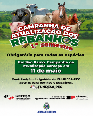 Campanha de Atualização de Rebanhos tem início em Monte Alegre do Sul