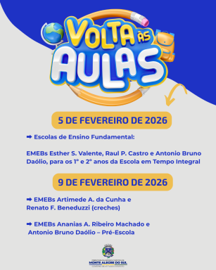 Rede Municipal de Ensino divulga datas de início do ano letivo de 2026