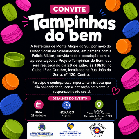 Fundo Social apresenta Projeto Tampinhas do Bem no dia 28 de julho