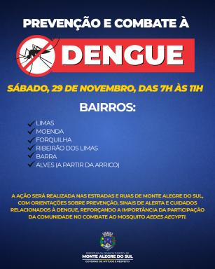 Prefeitura realiza ação de prevenção e combate à dengue neste sábado (2911)