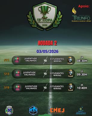 Rodada 2 da 13ª Copa Montealegrense movimenta o futebol de base neste domingo (03/05)