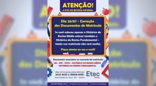 ETEC - Documentos matrícula
