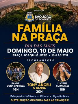 Prefeitura promove "Família na Praça" com show de Tony Angeli e lazer gratuito
