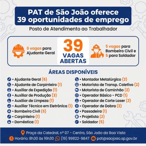 Oportunidades no Posto de Atendimento ao Trabalhador (PAT)