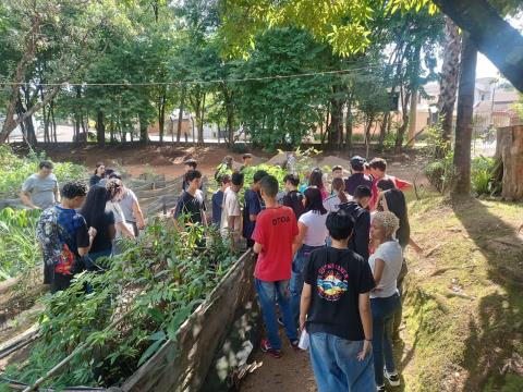 Alunos da EE Domingos Theodoro participam de visita ao Viveiro Municipal e realizam plantio