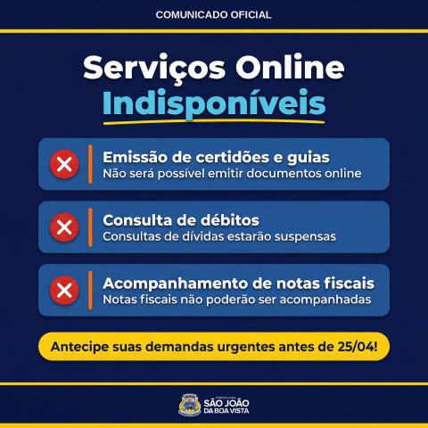 Suspensão do sistema tributário e fiscal até 03/05
