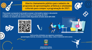 Prefeitura convida artistas para apresentações artísticas e atividades culturais de 2021