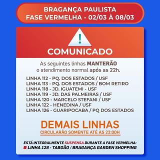 03.03.2021 Comunicado – Linhas de ônibus sofrem alteração durante fase vermelha