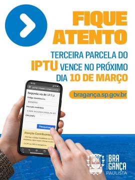 Terceira parcela do IPTU 2026 vence em 10 de março
