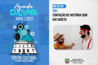 Contação de histórias infantis com Kid Vareta agita o domingo das crianças