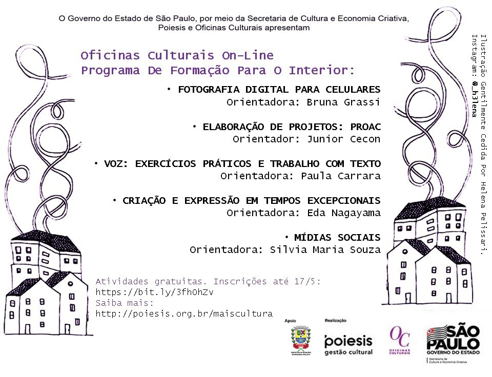 Oficinas Culturais On-Line - Programação de Maio