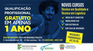 09.05.2022 Inscrições para cursos técnicos de Logística e de Qualidade são prorrogadas