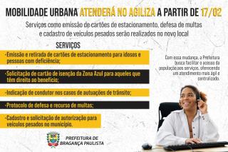 Atendimento da Secretaria de Mobilidade Urbana será transferido para a Agiliza a partir de 17 de fev