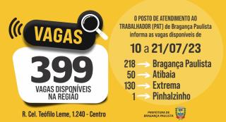 Posto de Atendimento ao Trabalhador tem 399 vagas disponíveis nesta semana