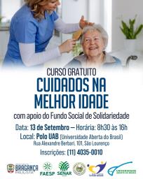 Inscrições abertas para curso gratuito de cuidado na melhor idade