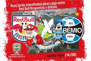 Ruas serão interditadas para jogo entre Red Bull Bragantino e Grêmio nesta quinta-feira (1409)