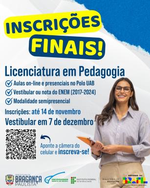 Inscrições para curso de Pedagogia semipresencial em parceria com o IFSULDEMINAS entram na reta final em Bragança Paulista