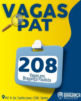 Posto de Atendimento ao Trabalhador tem 208 vagas disponíveis nesta semana