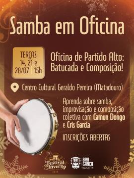Festival de Inverno 2026 abre inscrições para Oficina de Partido-Alto: Batucada e Composição