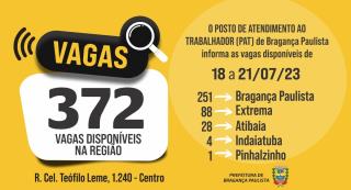 Posto de Atendimento ao Trabalhador tem 372 vagas disponíveis nesta semana