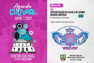 20.04.2022 Teatro Carlos Gomes recebe apresentação da Escola de Samba Dragão Imperial neste domingo
