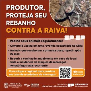 Prefeitura de Bragança Paulista alerta para prevenção da raiva em animais herbívoros