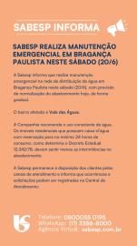 SABESP REALIZA MANUTENÇÃO EMERGENCIAL EM BRAGANÇA PAULISTA NESTE SÁBADO (20/6)
