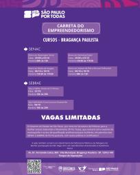 Inscrições abertas para os cursos da Ação SP Por Todas em Bragança Paulista