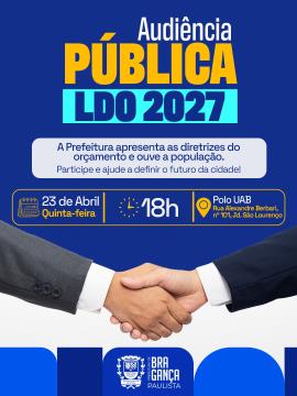 Audiência pública vai discutir orçamento de 2027