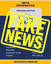 22.06.2023 FAKE NEWS- Processo Seletivo CRAS