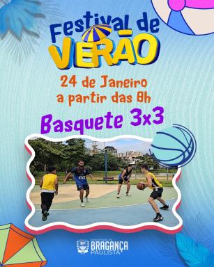 Festival de Verão recebe disputas de Basquete 3×3 neste sábado no Lago do Taboão