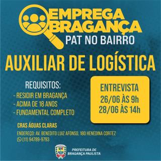PAT no bairro acontece no CRAS Águas Claras com vagas de auxiliar de logística