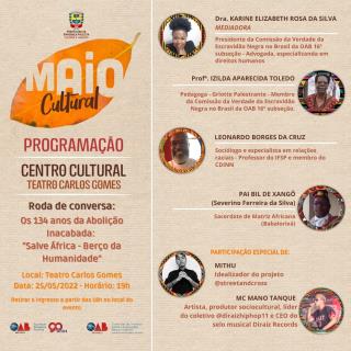 arte_Roda de conversa - Os 134 anos da Abolição Inacabada Salve África - Berço da Humanidade