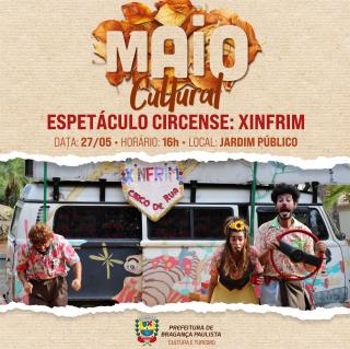 Maio Cultural 2023- Jardim Público recebe espetáculo circense neste sábado (27.05)