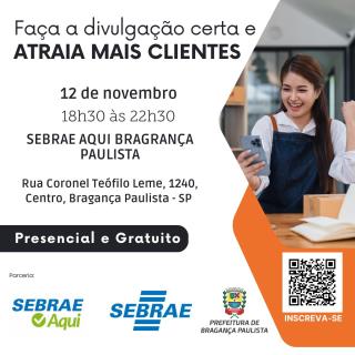 24.10.2024 Sebrae Aqui oferece oficina presencial “Faça a Divulgação Certa e Atraia Mais Clientes”