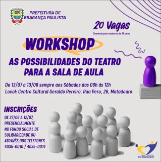 Fundo Social realiza Workshop As Possibilidades do Teatro para a Sala de Aula