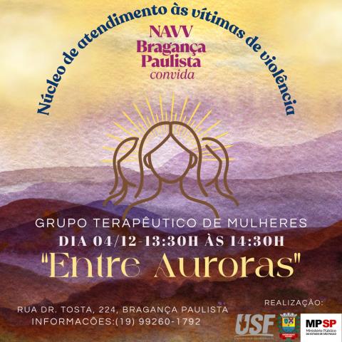 NAVV Bragança Paulista convida para grupo terapêutico em 04/12